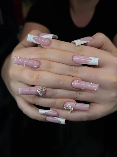 Crystal blush nail art at ESTI Nails Studio
