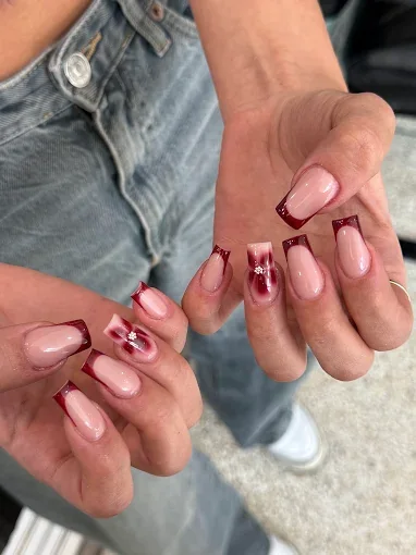Cherry blush nail art at ESTI Nails Studio
